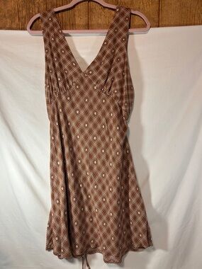 Wild Fable Brown Diamond-Print V-Neck Women’s Dress
